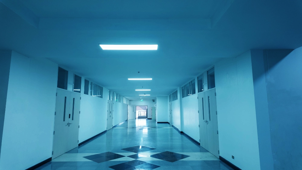 emergency lighting compliance - example medical hallway